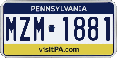 PA license plate MZM1881