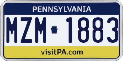 PA license plate MZM1883