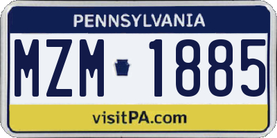 PA license plate MZM1885