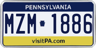 PA license plate MZM1886