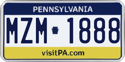 PA license plate MZM1888