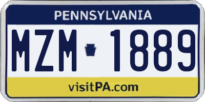 PA license plate MZM1889