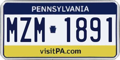 PA license plate MZM1891