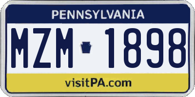 PA license plate MZM1898