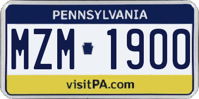 PA license plate MZM1900
