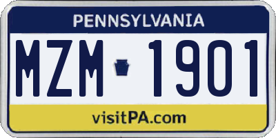 PA license plate MZM1901