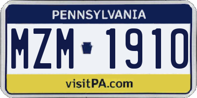 PA license plate MZM1910