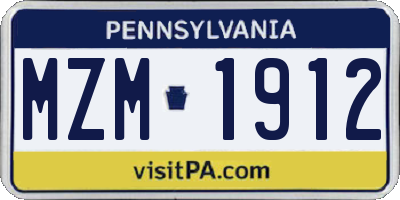 PA license plate MZM1912