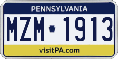 PA license plate MZM1913