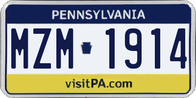 PA license plate MZM1914