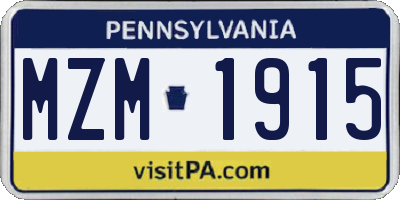 PA license plate MZM1915
