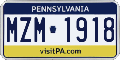 PA license plate MZM1918