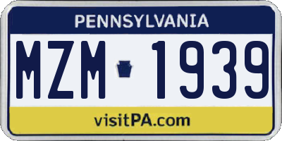 PA license plate MZM1939