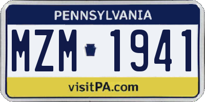 PA license plate MZM1941