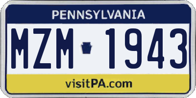 PA license plate MZM1943