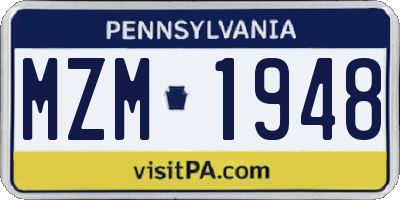 PA license plate MZM1948