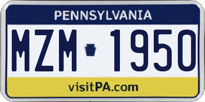 PA license plate MZM1950
