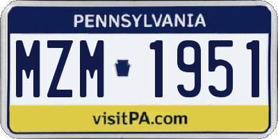 PA license plate MZM1951