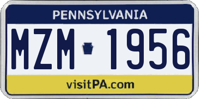 PA license plate MZM1956