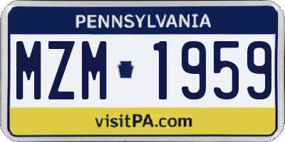 PA license plate MZM1959