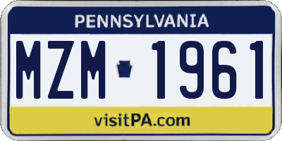 PA license plate MZM1961