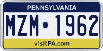 PA license plate MZM1962