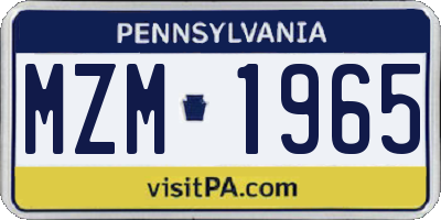 PA license plate MZM1965