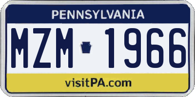 PA license plate MZM1966