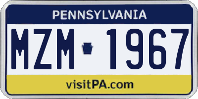 PA license plate MZM1967