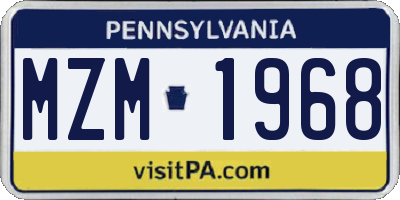 PA license plate MZM1968