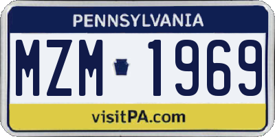 PA license plate MZM1969