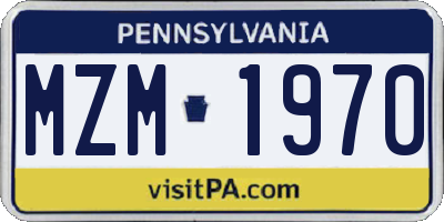 PA license plate MZM1970