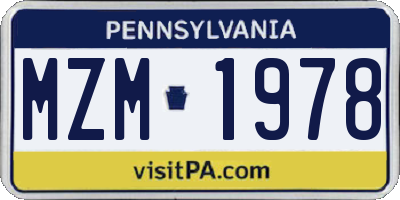 PA license plate MZM1978