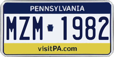 PA license plate MZM1982