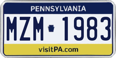 PA license plate MZM1983