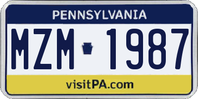 PA license plate MZM1987