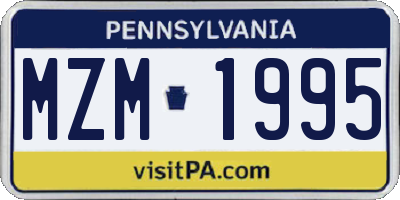 PA license plate MZM1995