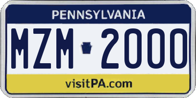 PA license plate MZM2000