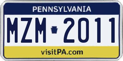 PA license plate MZM2011