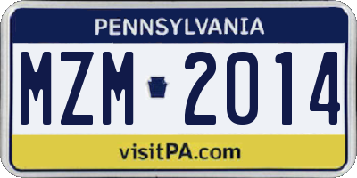 PA license plate MZM2014