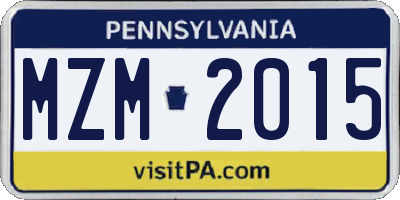 PA license plate MZM2015