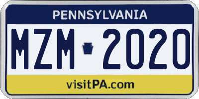 PA license plate MZM2020