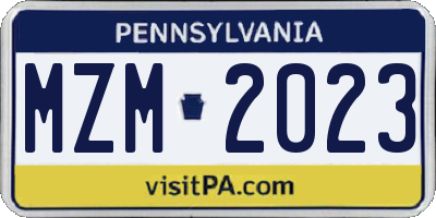 PA license plate MZM2023