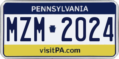 PA license plate MZM2024