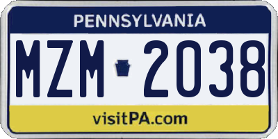PA license plate MZM2038
