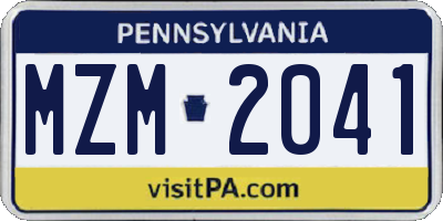 PA license plate MZM2041
