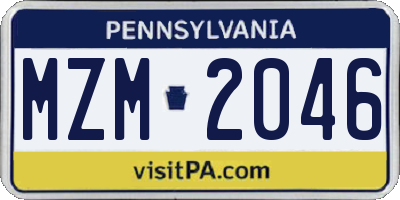 PA license plate MZM2046