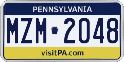 PA license plate MZM2048