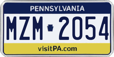 PA license plate MZM2054