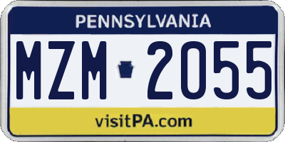 PA license plate MZM2055
